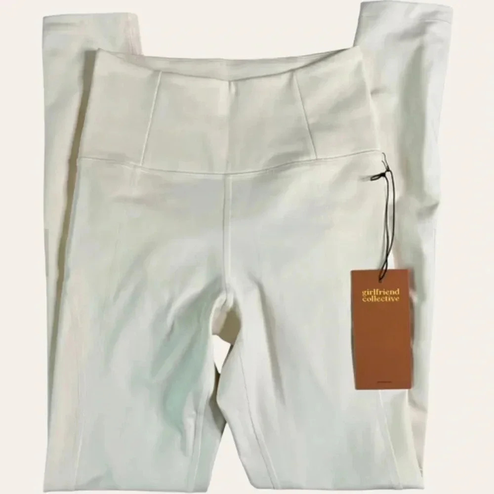 NWT Girlfriend Collective high rise compressive leggings Ivory XS 28.5” - Picture 4 of 8